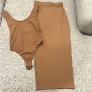 Missguided two piece camel set size 4